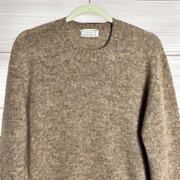 Braemar International Vintage Wool Sweater Pullover Taupe Crew neck Slim M/L - Picture 3 of 9
